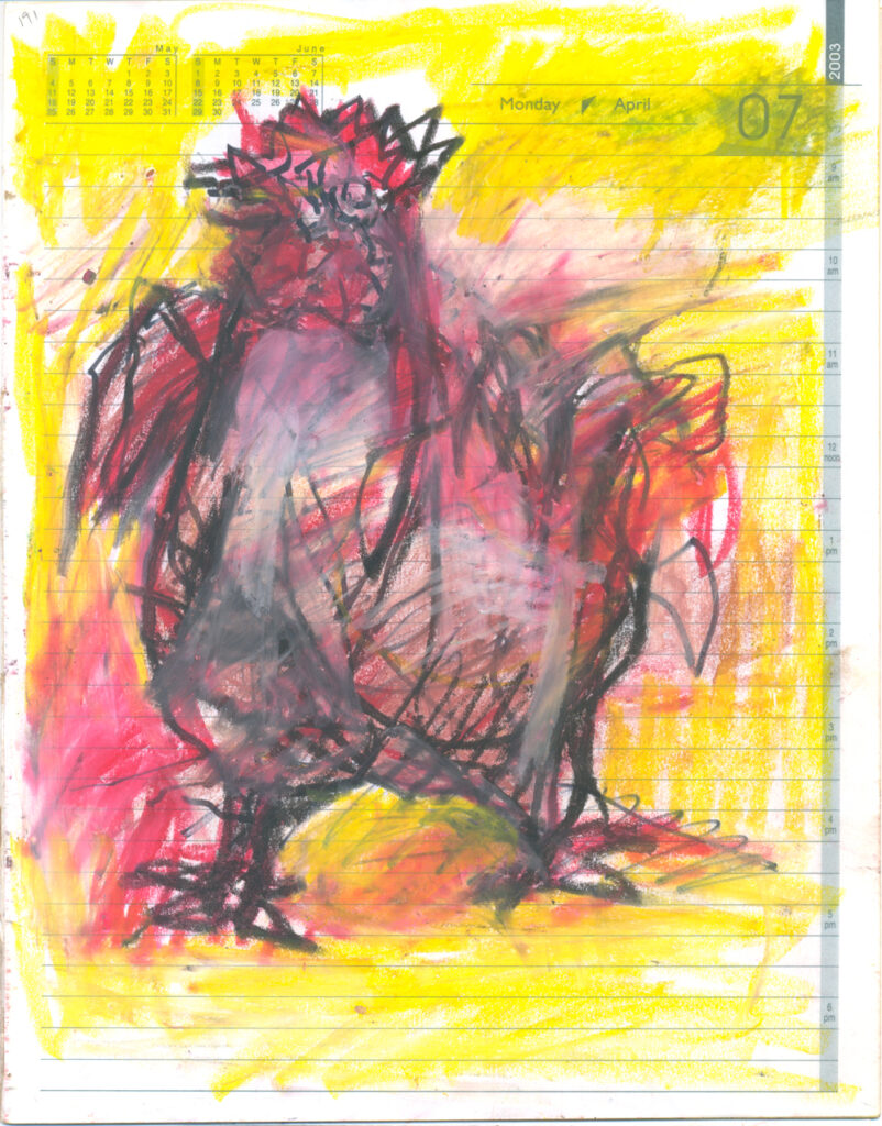 <em>Broken Foot Journal 191</em>, Pastel and ink on diary pages, 8 1/8 in x 10 3/8 in, 2003.