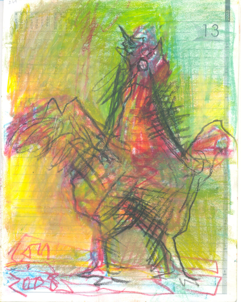<em>Broken Foot Journal 249</em>, Pastel and ink on diary pages, 8 1/8 in x 10 3/8 in, 2003.