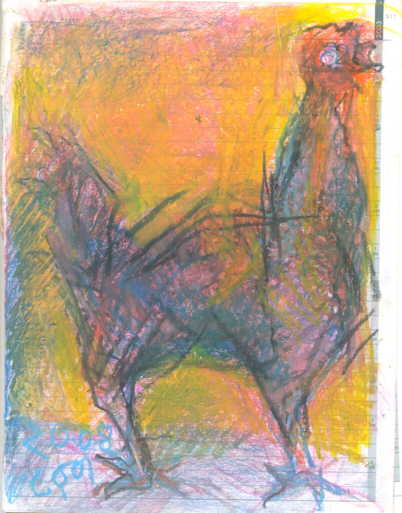 <em>Broken Foot Journal 283</em>, Pastel and ink on diary pages, 8 1/8 in x 10 3/8 in, 2003.
