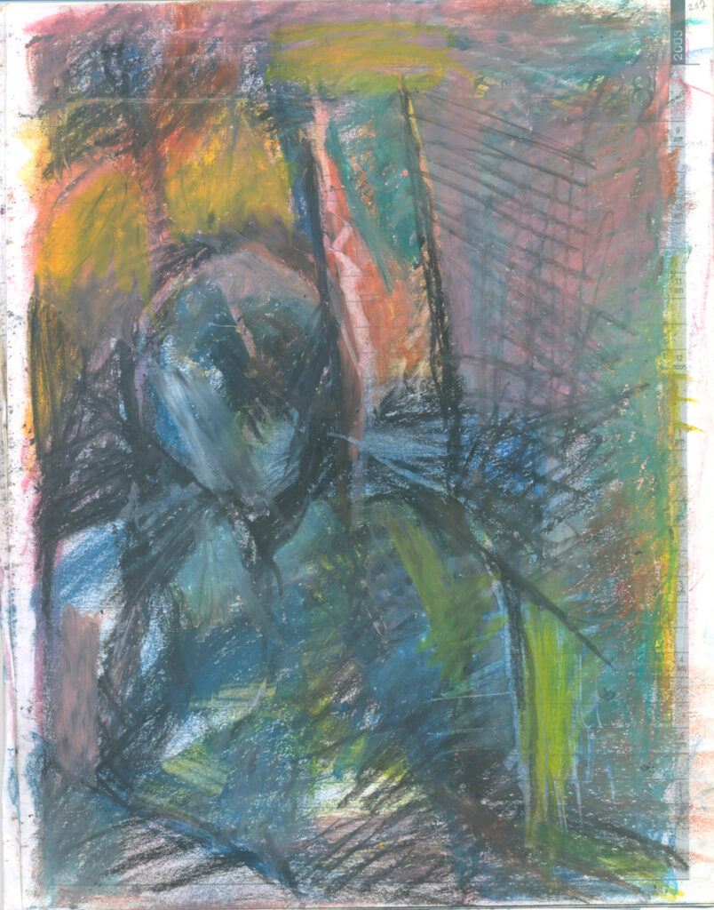 <em>Broken Foot Journal 287</em>, Pastel and ink on diary pages, 8 1/8 in x 10 3/8 in, 2003.