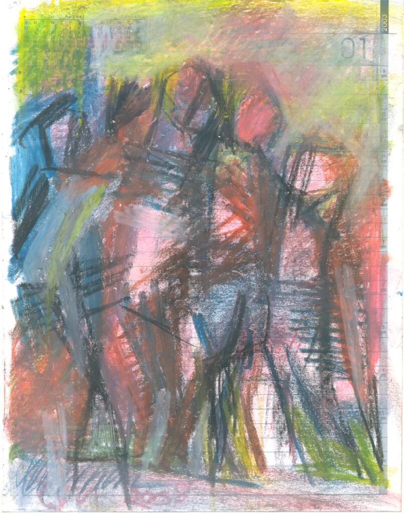 <em>Broken Foot Journal 291</em>, Pastel and ink on diary pages, 8 1/8 in x 10 3/8 in, 2003.