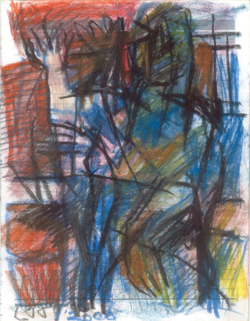<em>Broken Foot Journal 79</em>, Pastel and ink on diary pages, 8 1/8 in x 10 3/8 in, 2003.