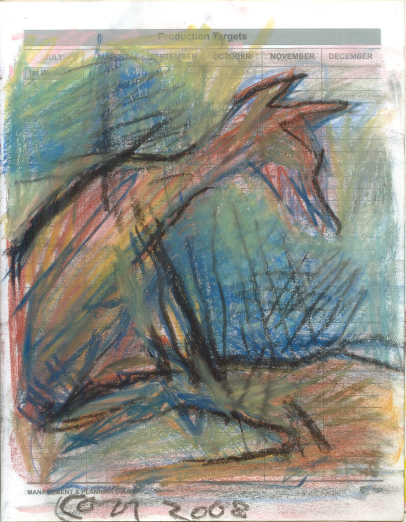 <em>Broken Foot Journal 83</em>, Pastel and ink on diary pages, 8 1/8 in x 10 3/8 in, 2003.