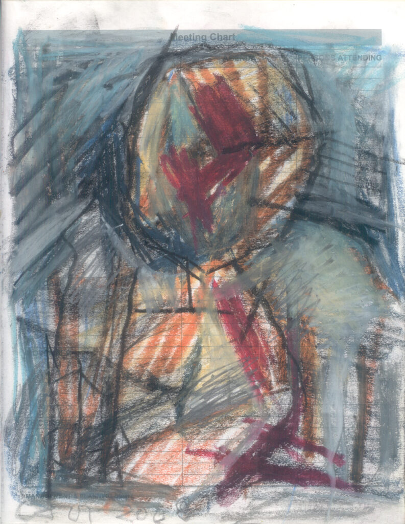 <em>Broken Foot Journal 87</em>, Pastel and ink on diary pages, 8 1/8 in x 10 3/8 in, 2003.