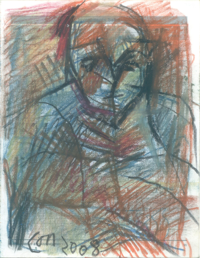 <em>Broken Foot Journal 91</em>, Pastel and ink on diary pages, 8 1/8 in x 10 3/8 in, 2003.